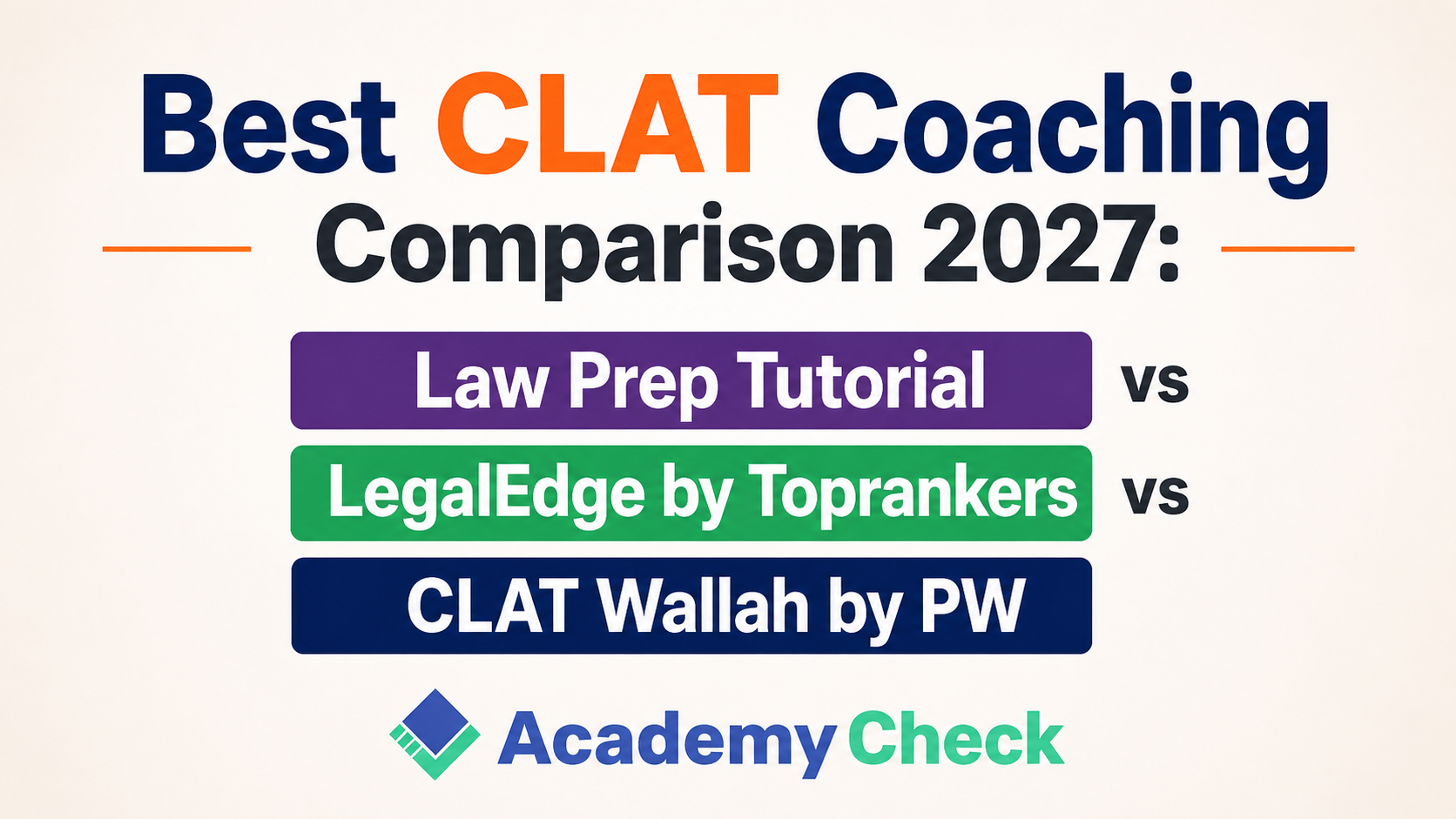 Top CLAT Coaching Comparison 2027: Law Prep Tutorial vs LegalEdge by Toprankers vs CLAT Wallah by PW